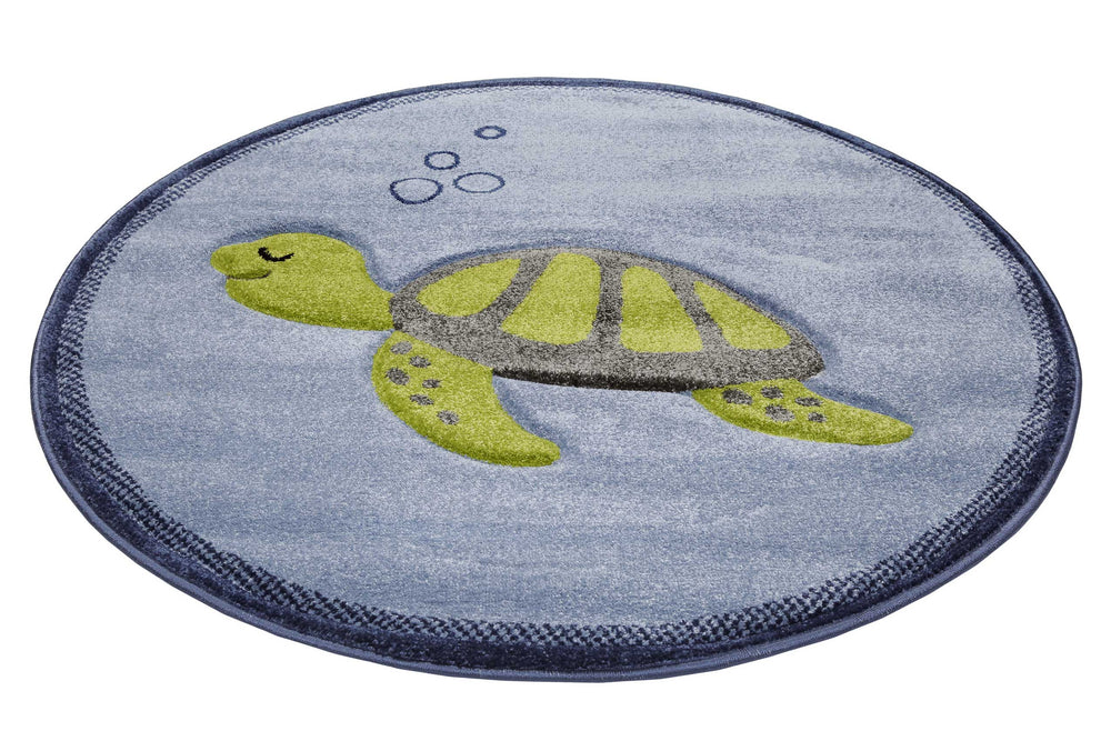 Turtle Teppich blau grün Kurzflor rechteckig
