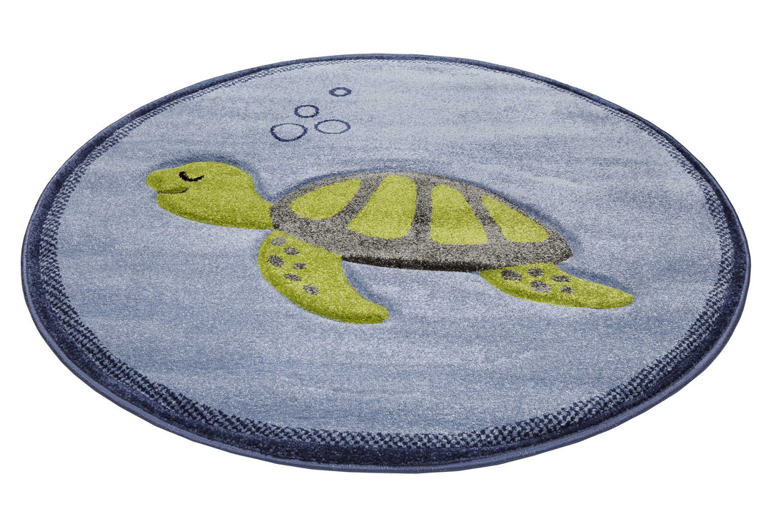 Turtle Teppich blau grün Kurzflor rechteckig