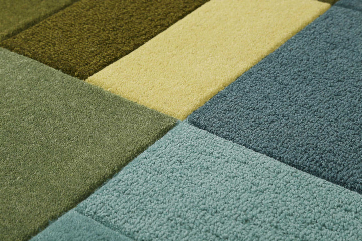 Various Box Teppich grün Kurzflor rechteckig