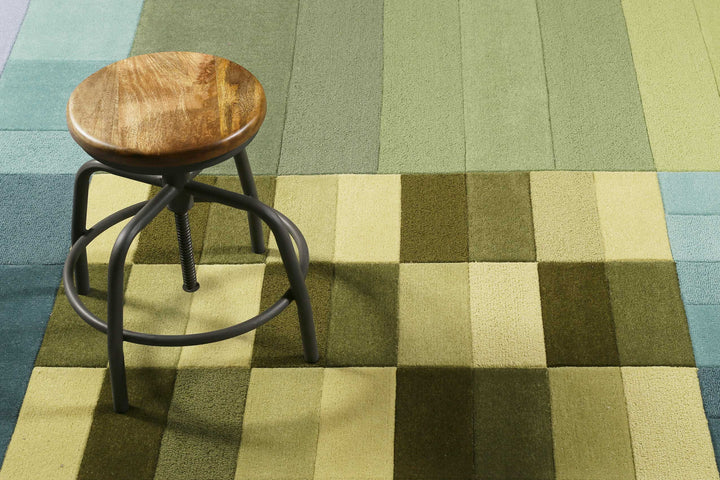 Various Box Teppich grün Kurzflor rechteckig