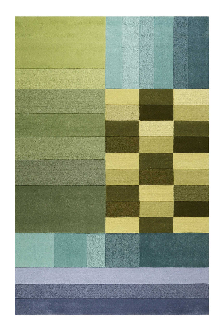 Various Box Teppich grün Kurzflor rechteckig