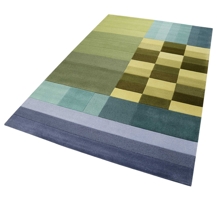 Various Box Teppich grün Kurzflor rechteckig