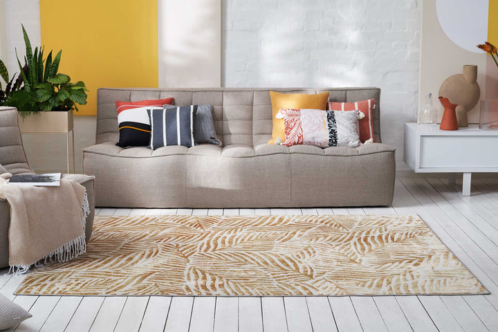 Victoria Teppich gold beige Kurzflor rechteckig