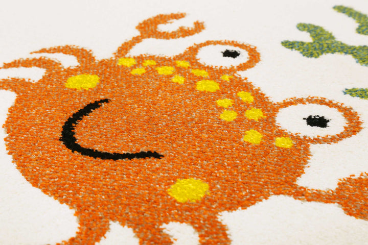 Waterworld Teppich beige bunt Kurzflor rechteckig