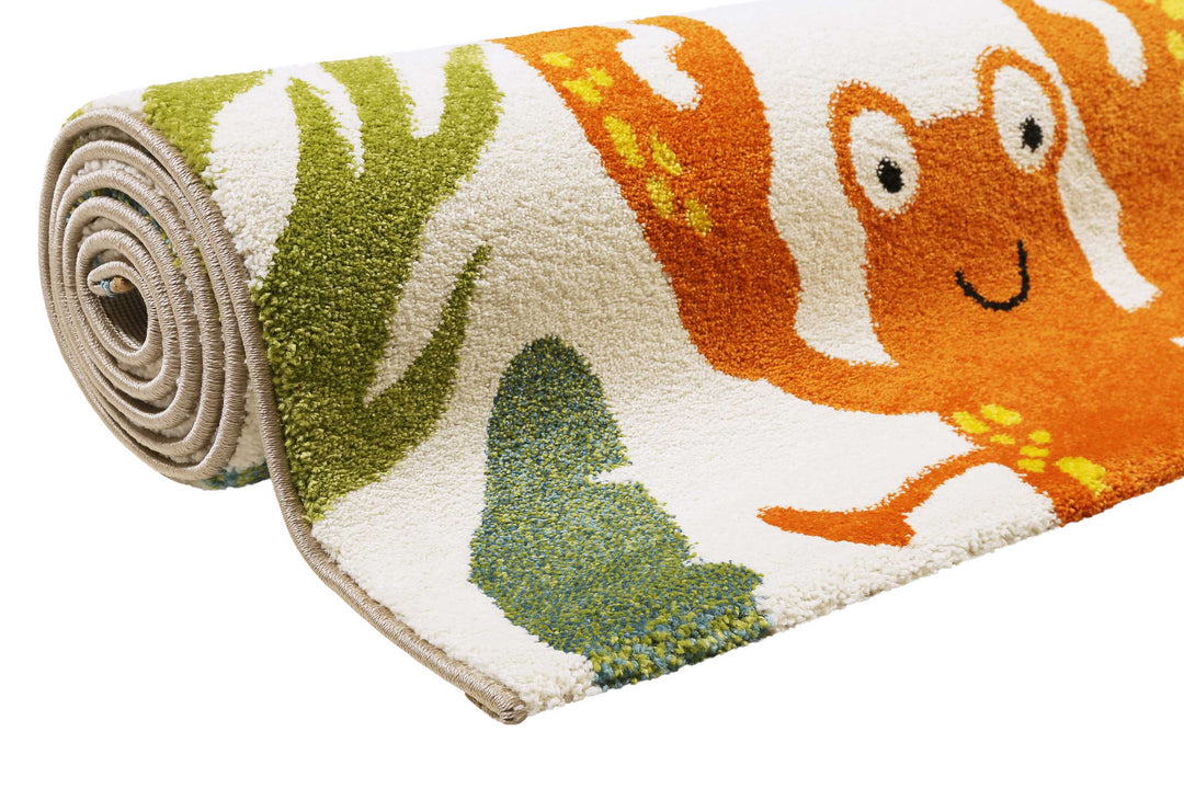 Waterworld Teppich beige bunt Kurzflor rechteckig