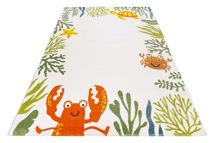 Waterworld Teppich beige bunt Kurzflor rechteckig