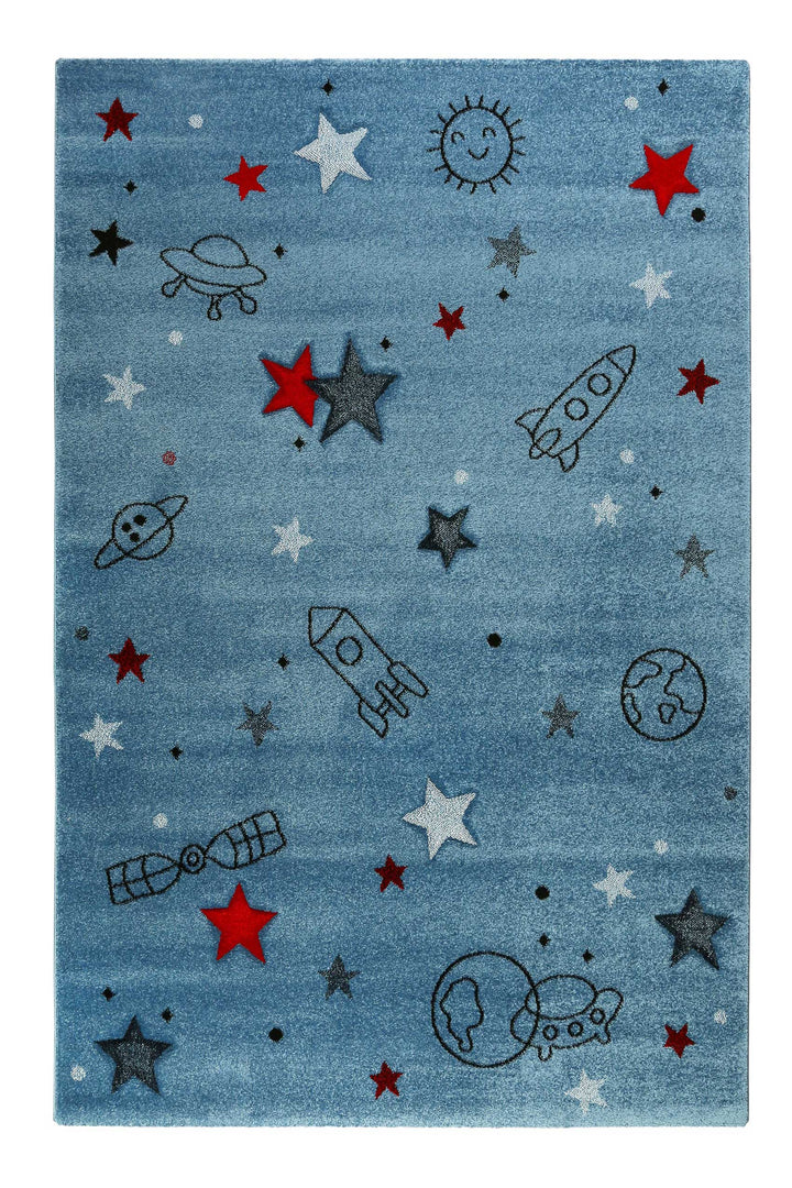 Yoda Teppich blau Kurzflor rechteckig