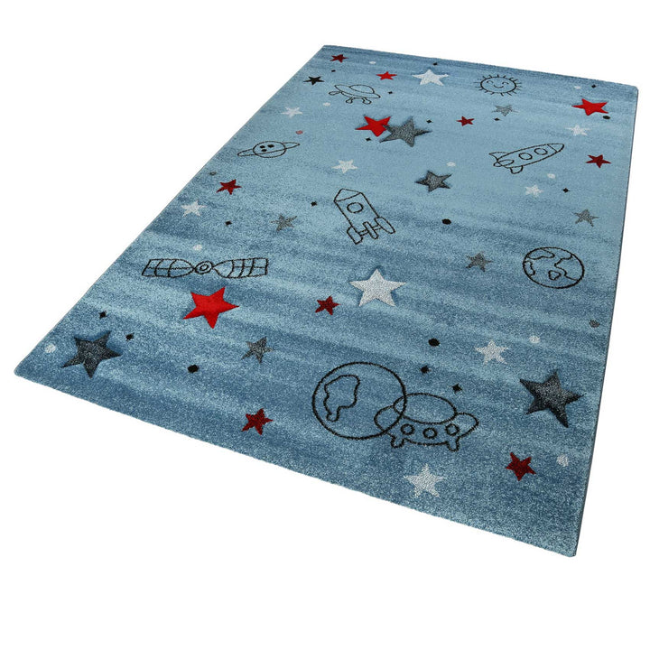 Yoda Teppich blau Kurzflor rechteckig