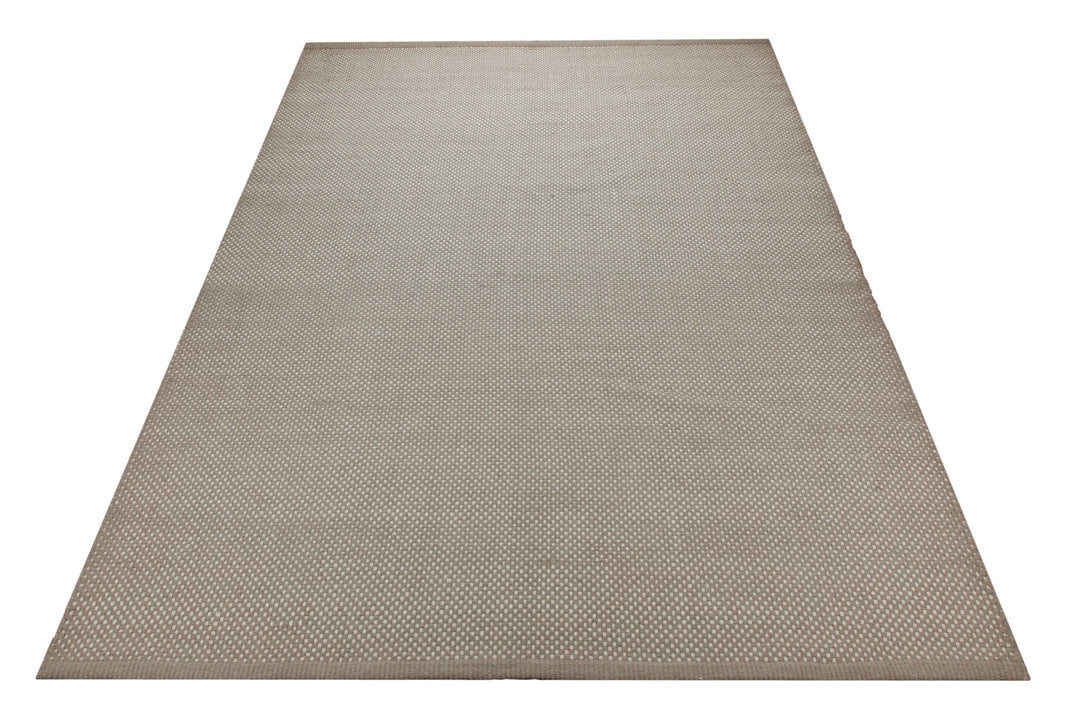 Handwebteppich Wolle Feinstruktur greige 160x230 cm – im Raum platziert