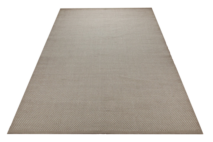 Handwebteppich Wolle Feinstruktur greige 160x230 cm – im Raum platziert