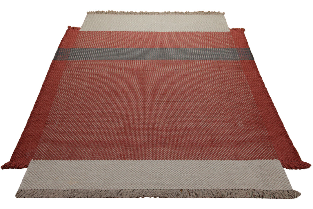 160x230 Teppich Wohnzimmer Studio-Stück in Terrakotta – Experimenteller Wollteppich als Einzelstück