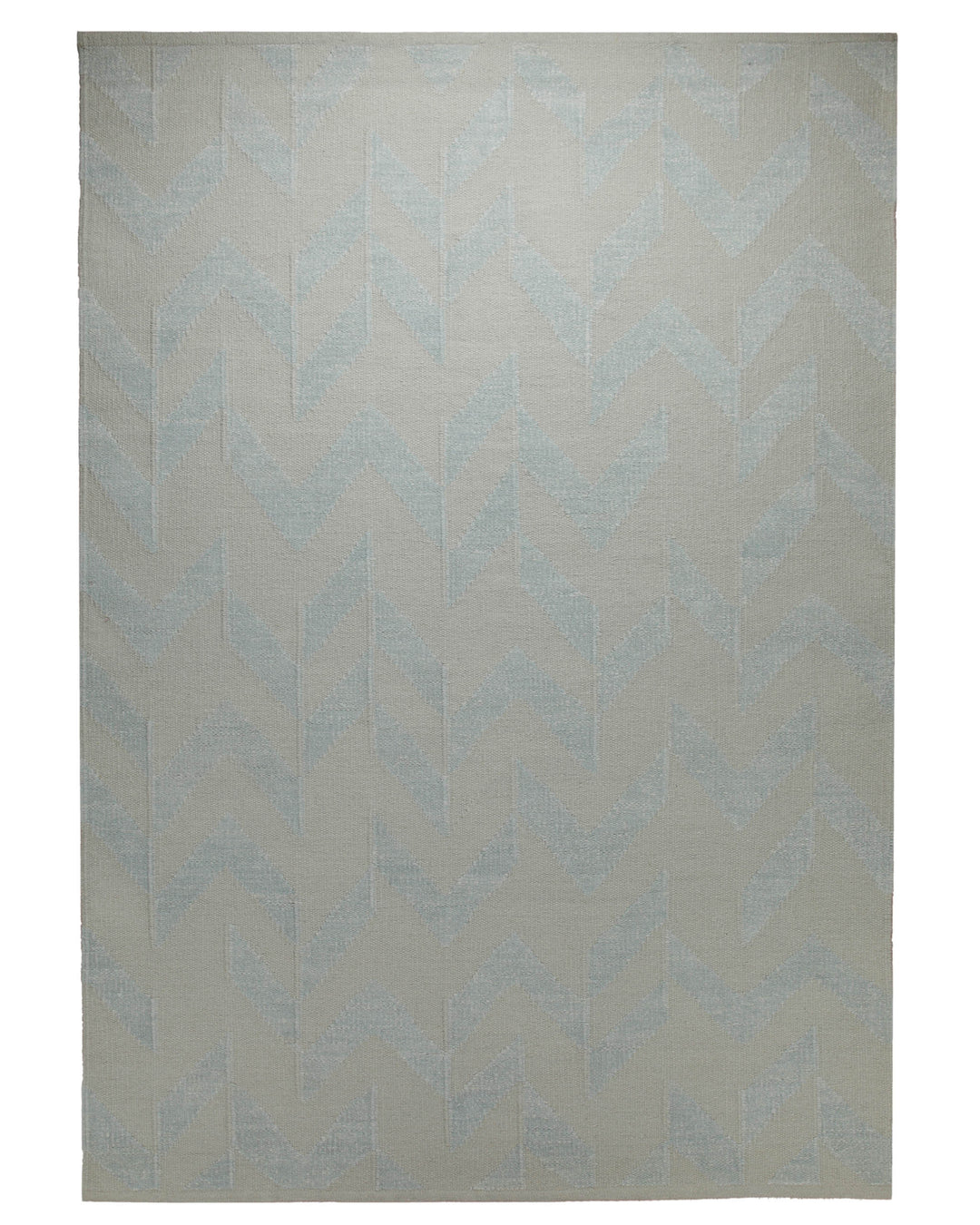 Fall Handwebteppich Wolle Chenille Chevron mint 160x230 cm – Komplettansicht des Teppichs freigestellt