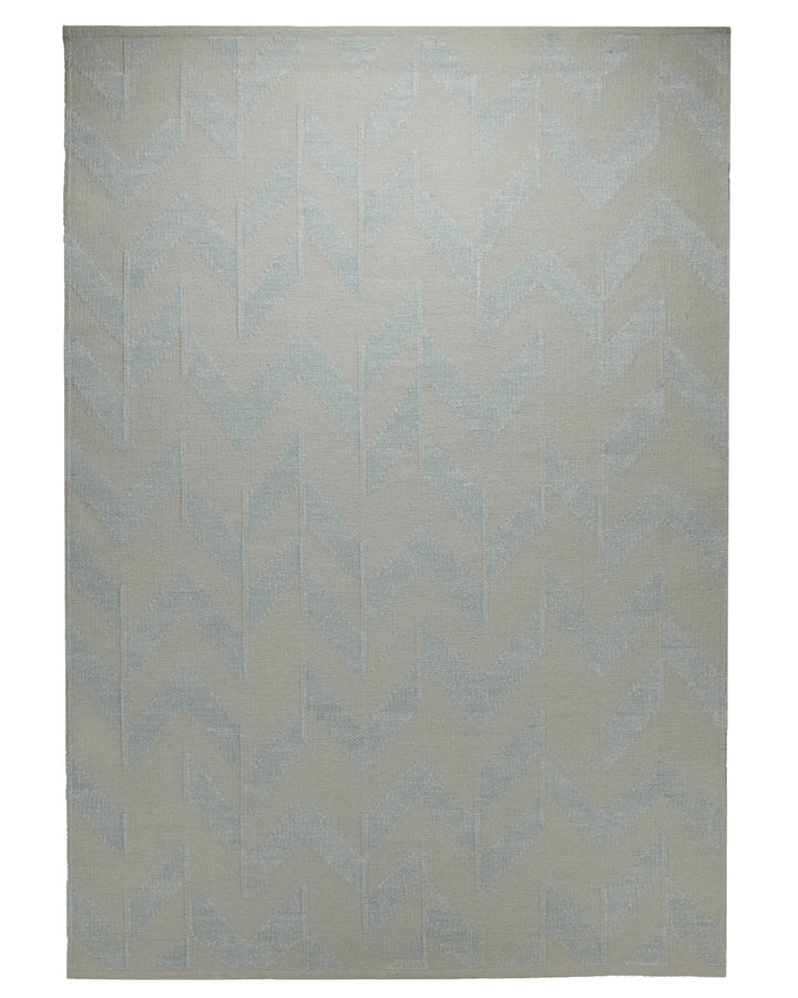 Fall Handwebteppich Wolle Chenille Chevron mint 160x230 cm – Komplettansicht des Teppichs freigestellt