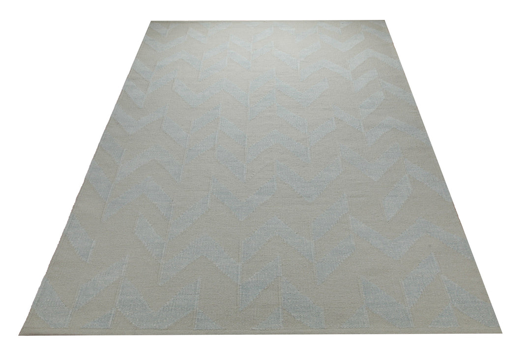 Fall Handwebteppich Wolle Chenille Chevron mint 160x230 cm – im Wohnraum in Szene gesetzt