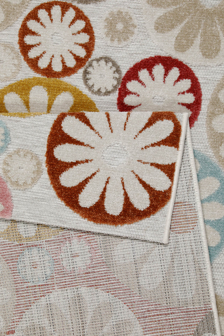 Flowerdrops Outdoor beige Kurzflor rechteckig