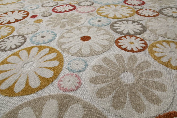 Flowerdrops Outdoor beige Kurzflor rechteckig