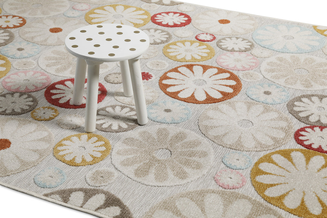 Flowerdrops Outdoor beige Kurzflor rechteckig