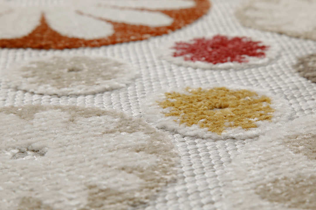 Flowerdrops Outdoor beige Kurzflor rechteckig