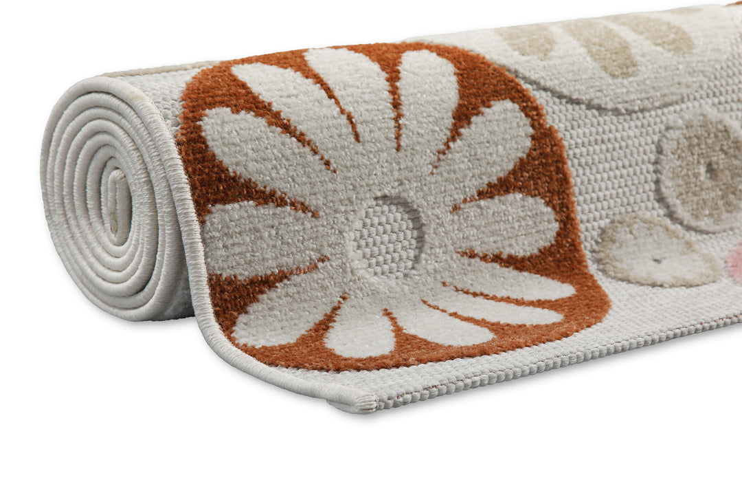 Flowerdrops Outdoor beige Kurzflor rechteckig