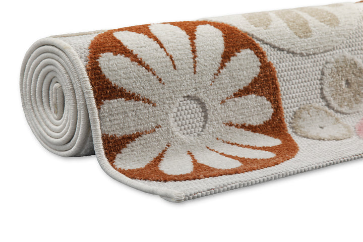 Flowerdrops Outdoor beige Kurzflor rechteckig