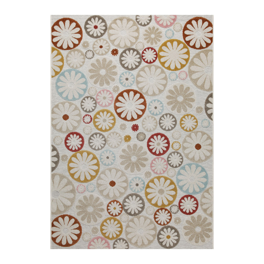 Flowerdrops Outdoor beige Kurzflor rechteckig