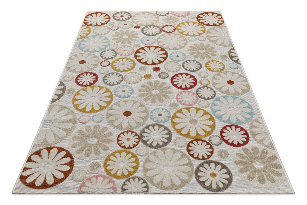 Flowerdrops Outdoor beige Kurzflor rechteckig