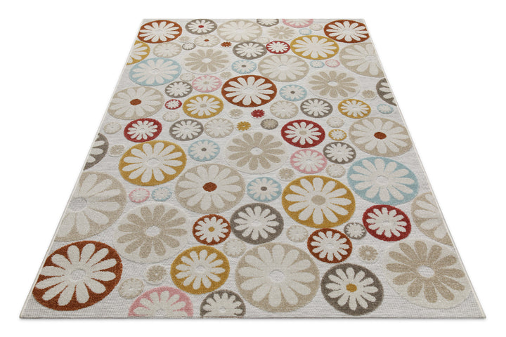 Flowerdrops Outdoor beige Kurzflor rechteckig
