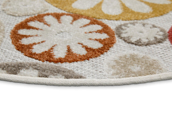 Flowerdrops Outdoor beige Kurzflor rund