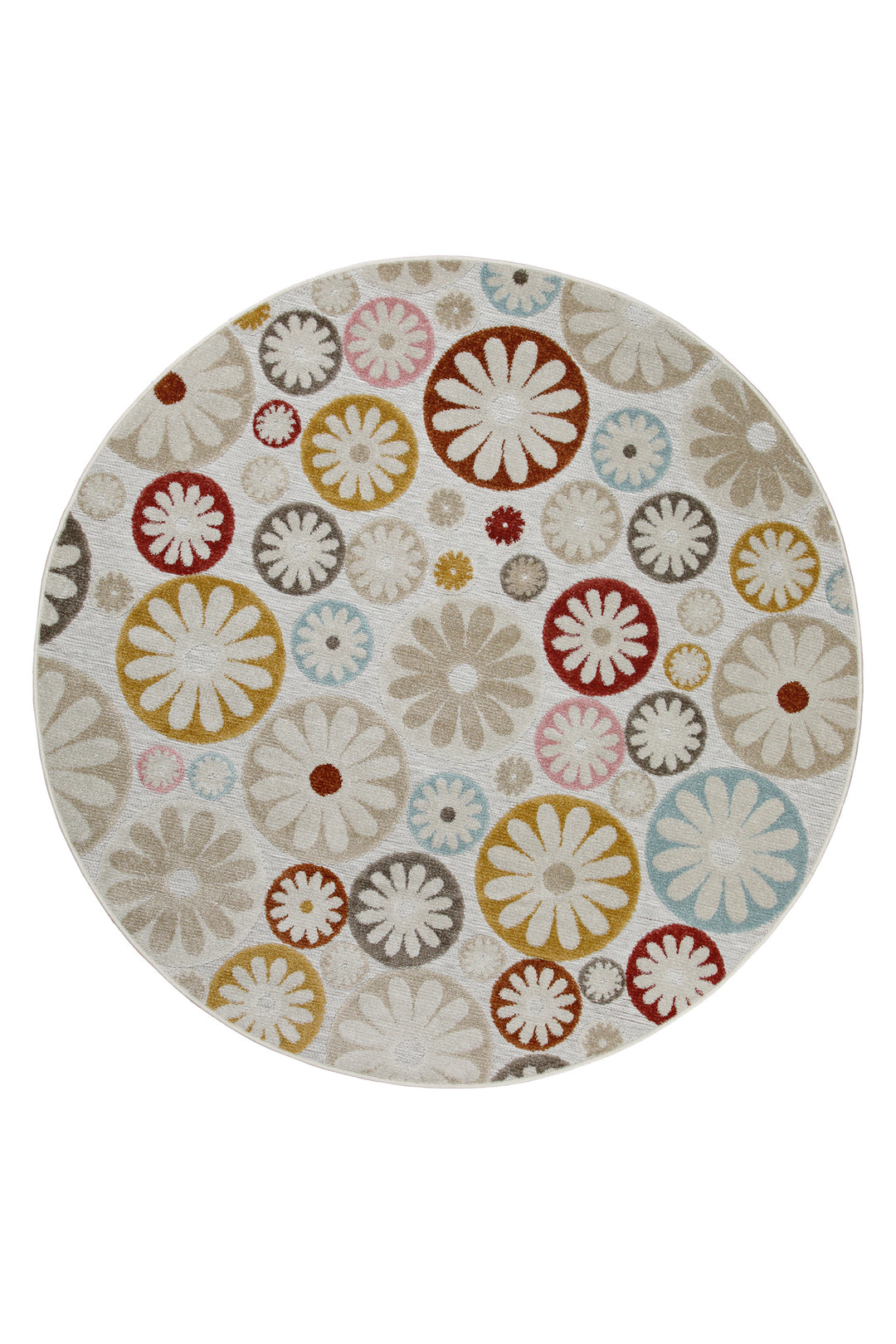 Flowerdrops Outdoor beige Kurzflor rund