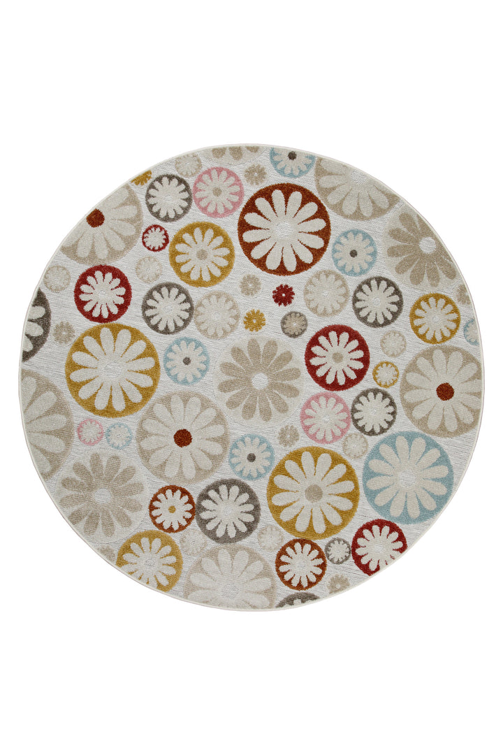 Flowerdrops Outdoor beige Kurzflor rund