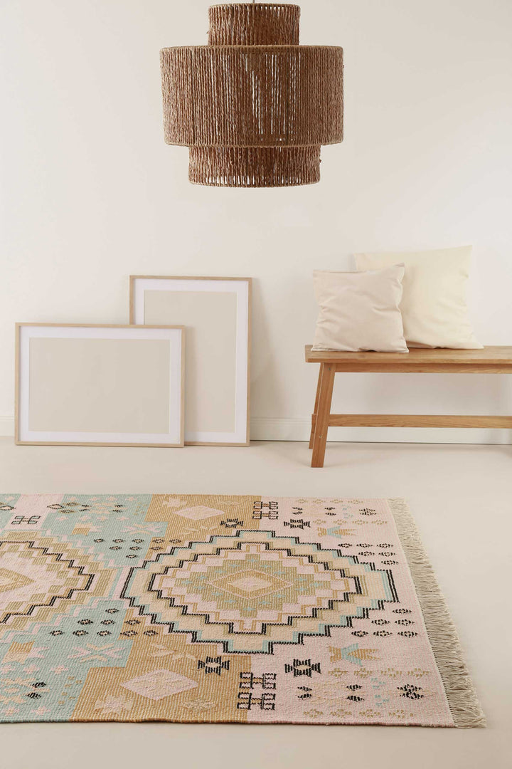 Mayenne Teppich rosa Kurzflor rechteckig