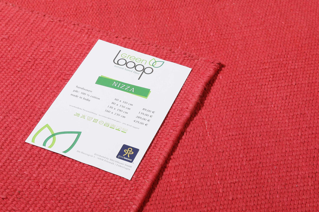 Nizza Teppich rot Kurzflor rechteckig