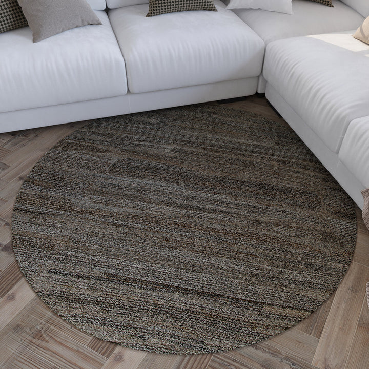 Kurzflor Teppich Rund Grau Braun meliert "Hamptons EIGHTEEN" WECONhome