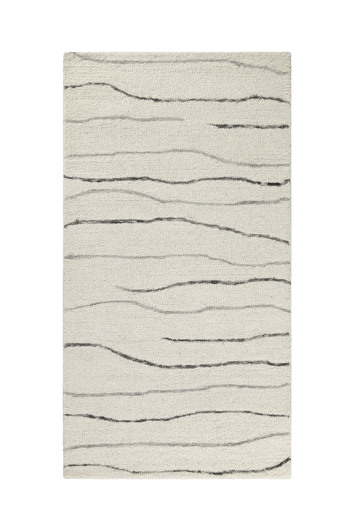Kurzflor Teppich Creme Weiß aus Schurwolle "Hamptons ELEVEN" WECONhome
