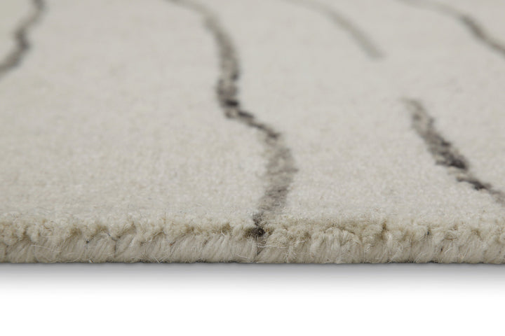 Kurzflor Teppich Rund Creme Weiß aus Schurwolle "Hamptons ELEVEN" WECONhome