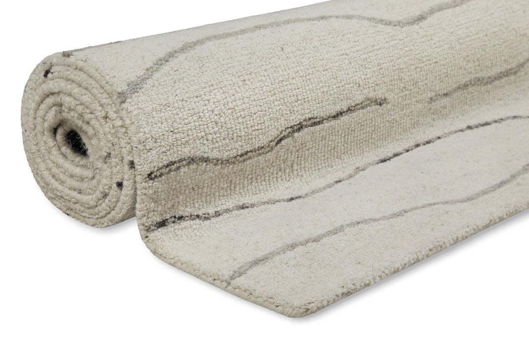 Kurzflor Teppich Creme Weiß aus Schurwolle "Hamptons ELEVEN" WECONhome