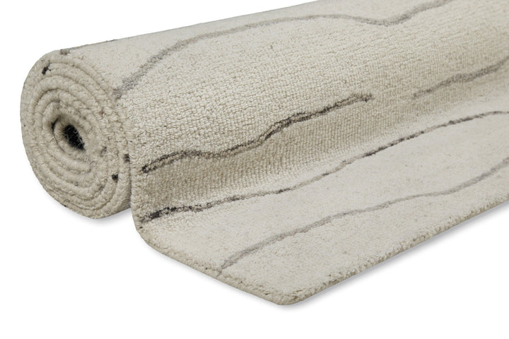 Kurzflor Teppich Creme Weiß aus Schurwolle "Hamptons ELEVEN" WECONhome