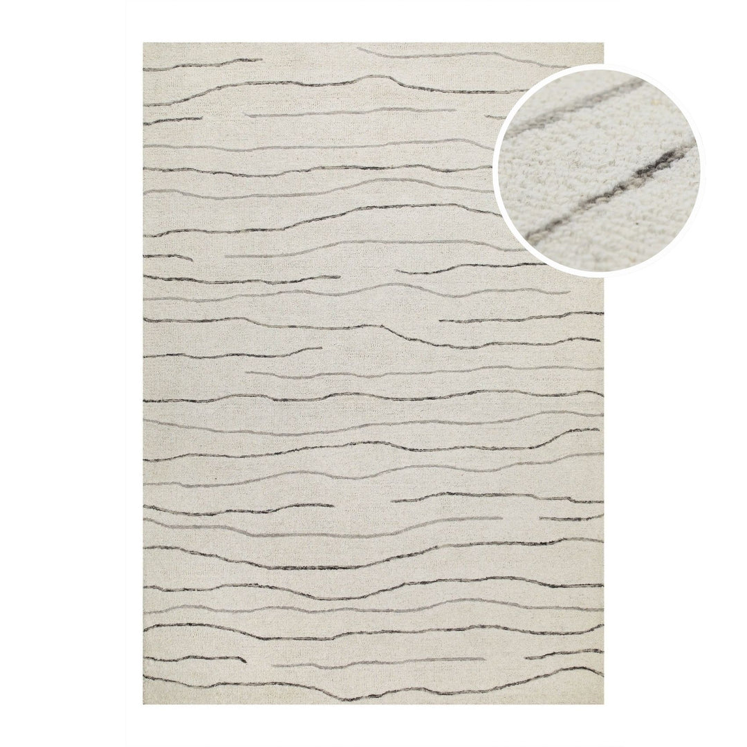 Kurzflor Teppich Creme Weiß aus Schurwolle "Hamptons ELEVEN" WECONhome