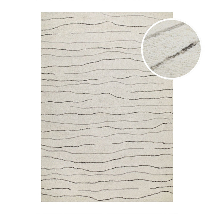 Kurzflor Teppich Creme Weiß aus Schurwolle "Hamptons ELEVEN" WECONhome