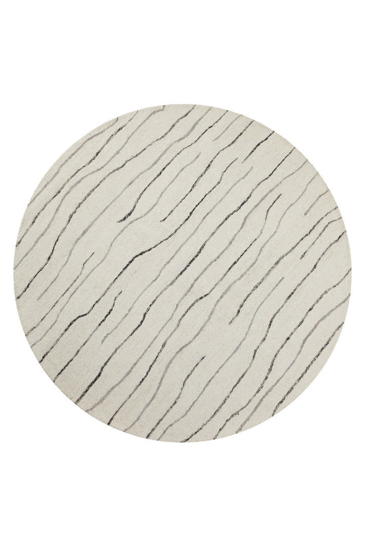 Kurzflor Teppich Rund Creme Weiß aus Schurwolle "Hamptons ELEVEN" WECONhome