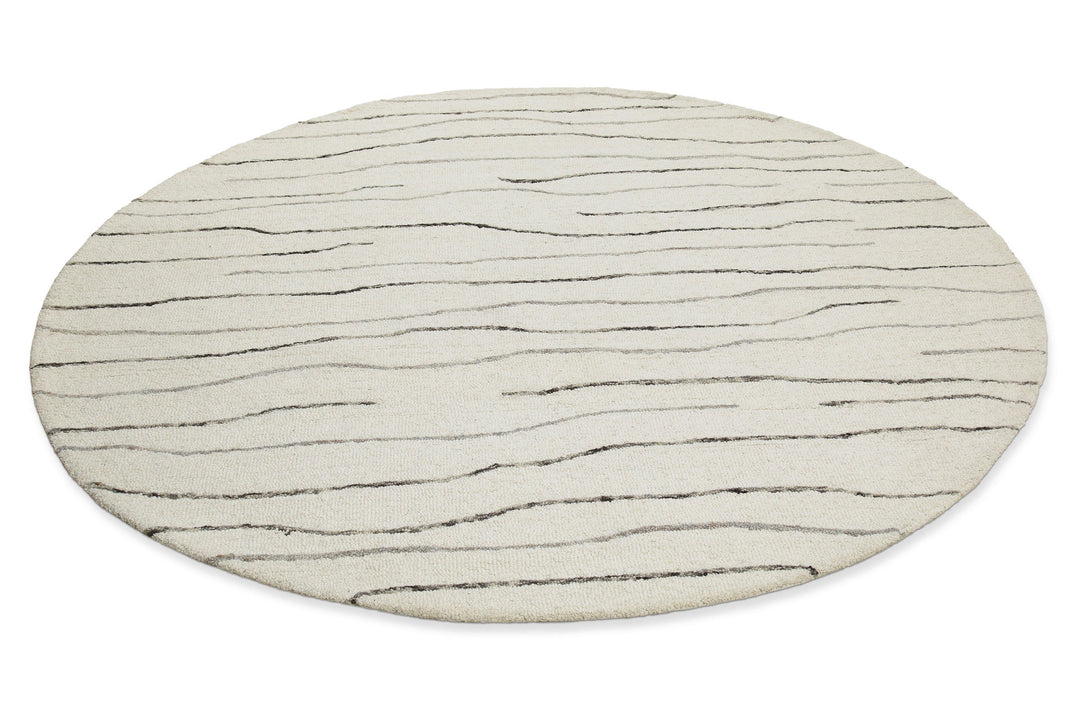 Kurzflor Teppich Rund Creme Weiß aus Schurwolle "Hamptons ELEVEN" WECONhome