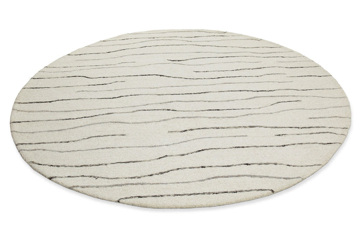 Kurzflor Teppich Rund Creme Weiß aus Schurwolle "Hamptons ELEVEN" WECONhome
