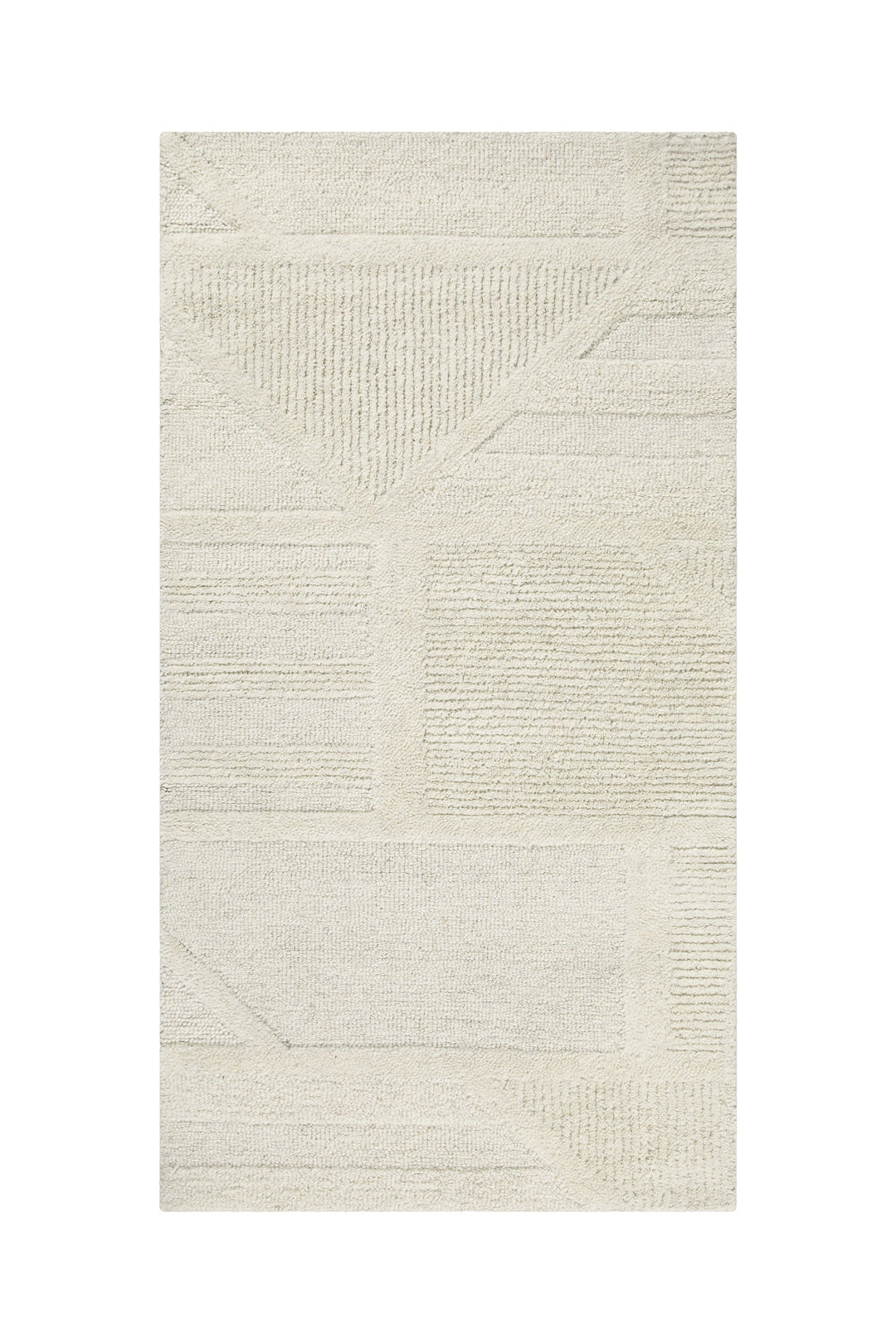 Kurzflor Teppich Creme Weiß aus Schurwolle "Hamptons FIFTEEN" WECONhome