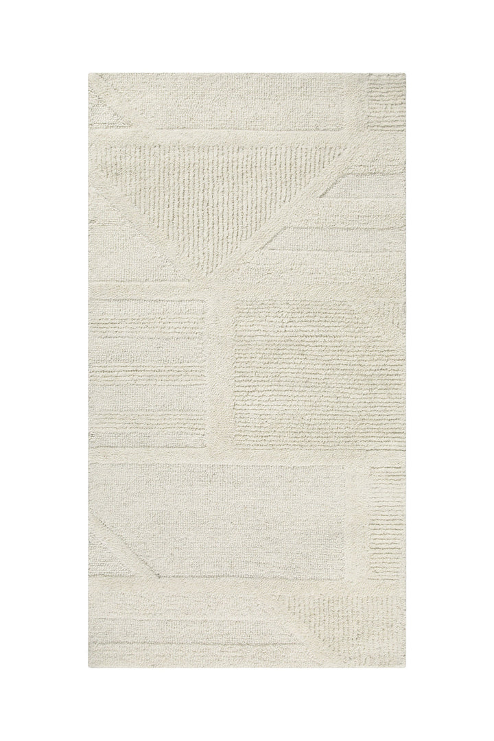 Kurzflor Teppich Creme Weiß aus Schurwolle "Hamptons FIFTEEN" WECONhome