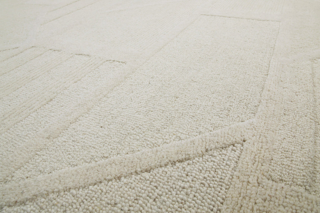 Kurzflor Teppich Creme Weiß aus Schurwolle "Hamptons FIFTEEN" WECONhome