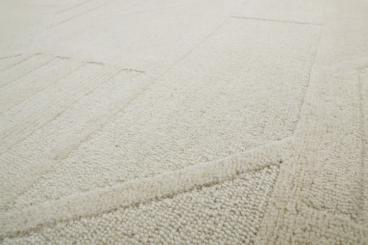 Kurzflor Teppich Creme Weiß aus Schurwolle "Hamptons FIFTEEN" WECONhome
