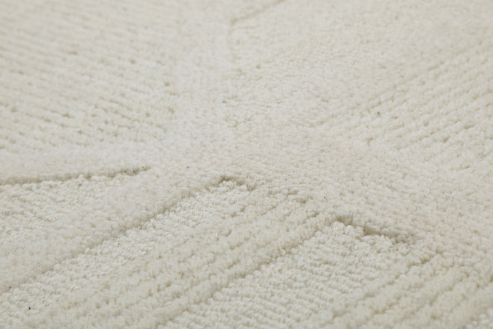 Kurzflor Teppich Creme Weiß aus Schurwolle "Hamptons FIFTEEN" WECONhome