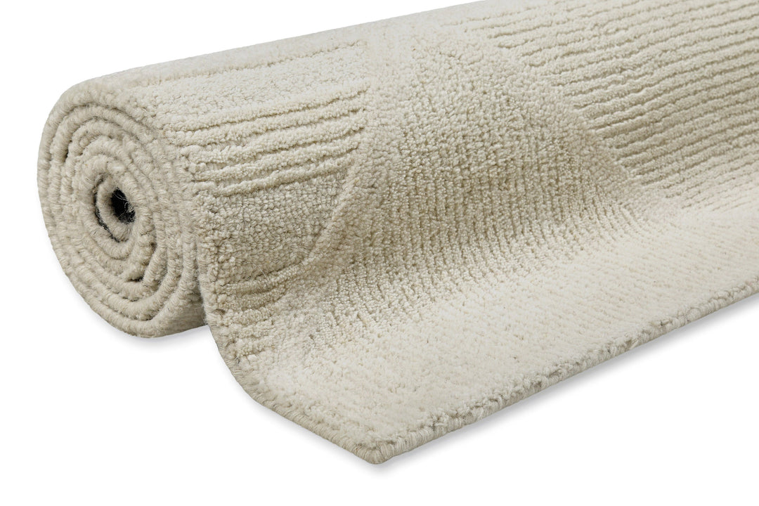 Kurzflor Teppich Creme Weiß aus Schurwolle "Hamptons FIFTEEN" WECONhome