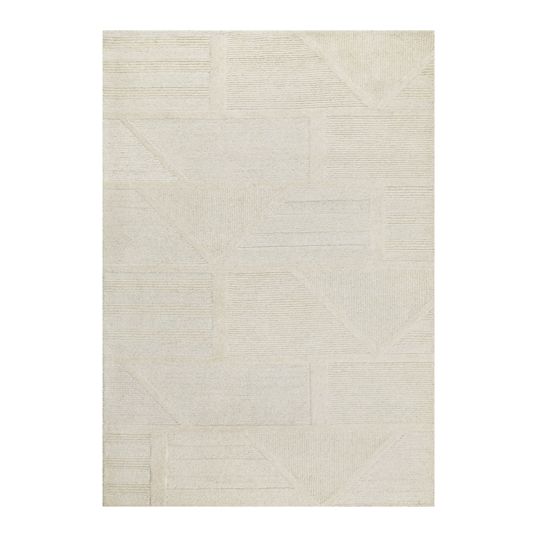 Kurzflor Teppich Creme Weiß aus Schurwolle "Hamptons FIFTEEN" WECONhome