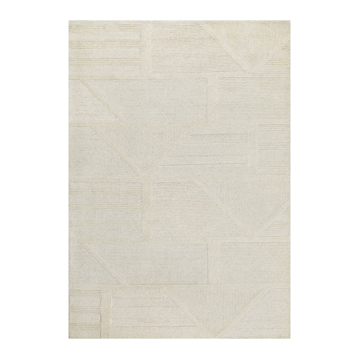 Kurzflor Teppich Creme Weiß aus Schurwolle "Hamptons FIFTEEN" WECONhome